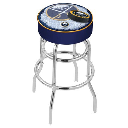 Holland Bar Stool Co 30" Buffalo Sabres Cushion Seat, 2-Ring Chrome Swivel Bar Stool L7C130BufSab-D2